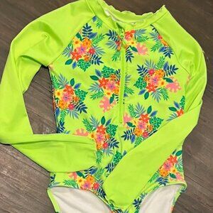Cat & Jack Rash Guard One Piece Long Sleeve Swimsuit Bathing Suit Topical